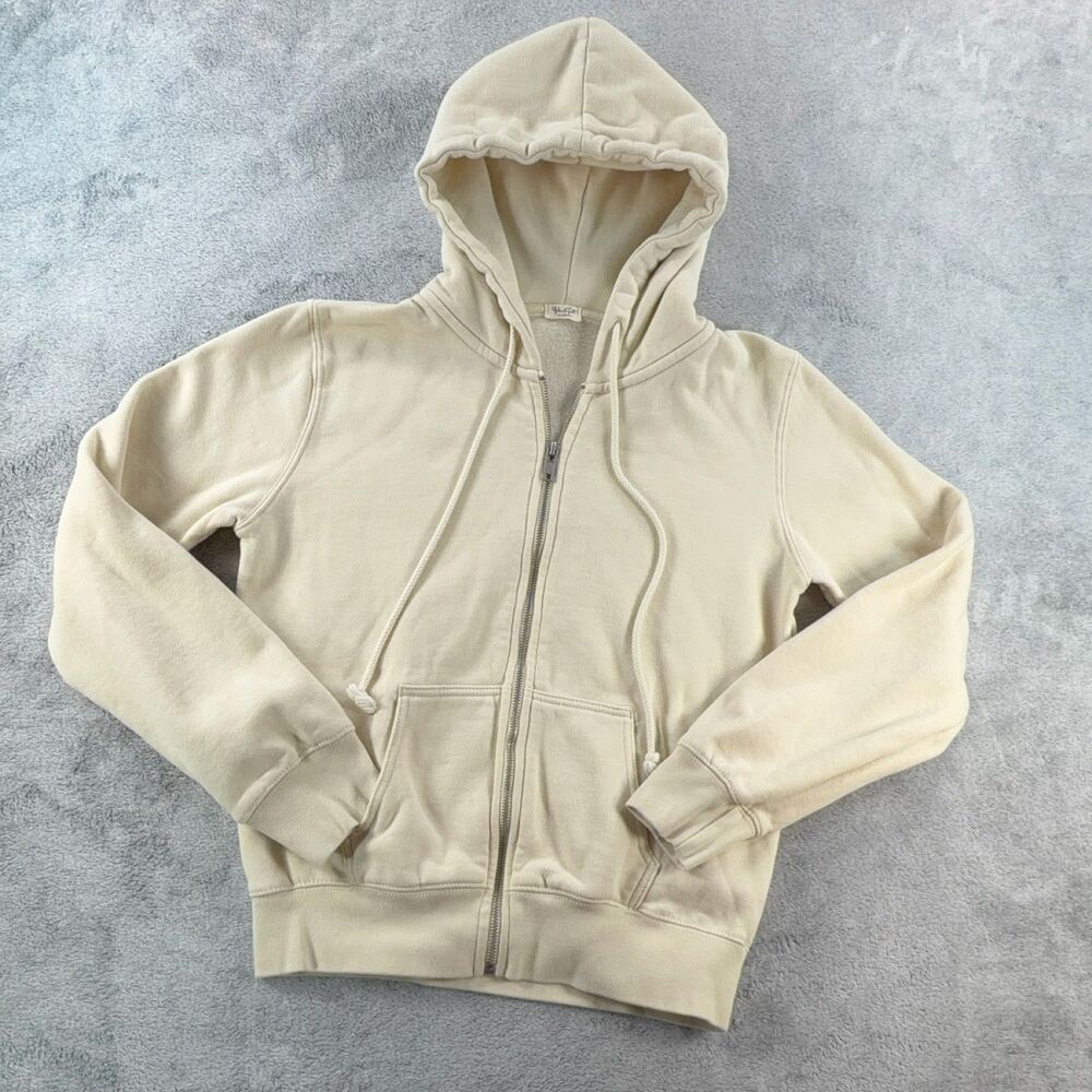 John Galt Women's Zip-Up Hoodie Beige Size XS Full Zip Knit Athleisure
